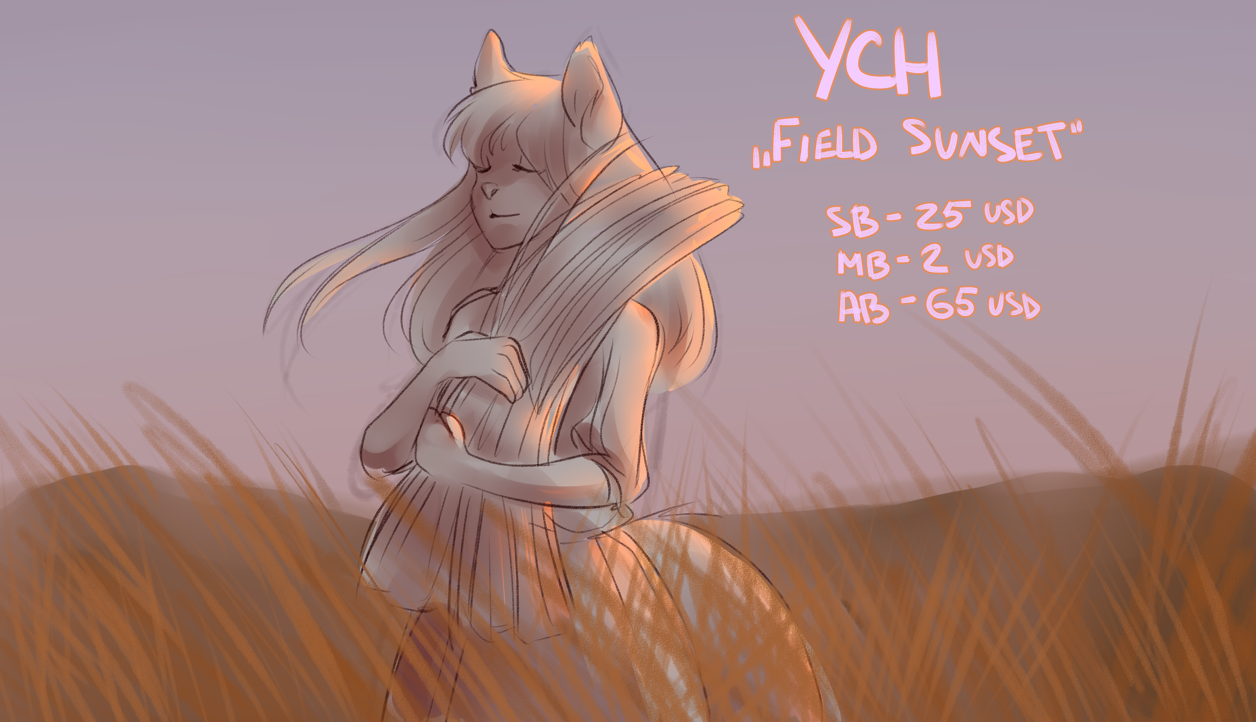 YCH | Field Sunset - YCH.Commishes.